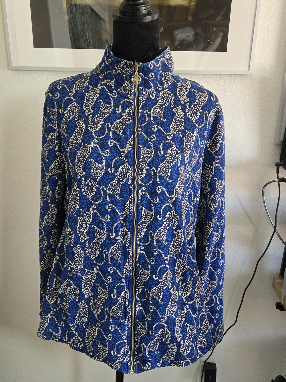 Lilly Pulitzer Leona Zip-Up Jacket Easy To Spot Low Tide Navy